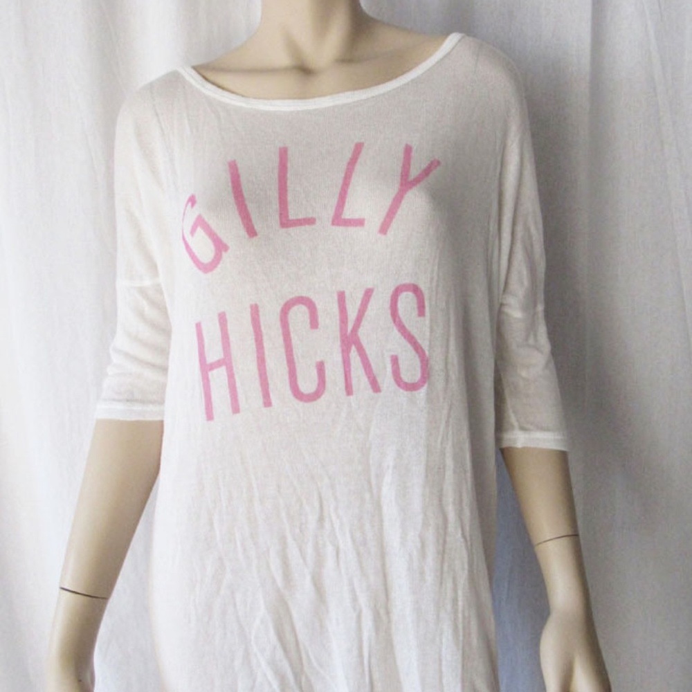 GILLY HICKS White Boat Neck Casual Tunic Tee Shirt Blouse Size S